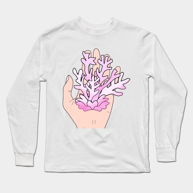 corals in hand, drawing art in save the planet concept. Long Sleeve T-Shirt by zinfulljourney